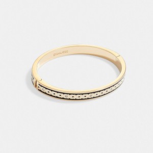 Coach 6 Mm Signature Enamel Bangle ゴールド 黒 | COH866080
