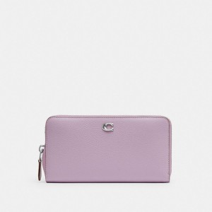 Coach Accordion Zip Wallet シルバー 紫 | COH865524