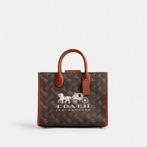 Coach Ace Tote Bag 26 With Horse And Carriage Print ブラウン | COH865088
