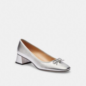Coach Ava Ballet Pump メタリック シルバー | COH865757