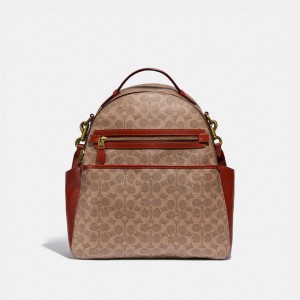 Coach Baby Backpack In Signature Canvas ブラウン 赤 | COH865469