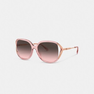 Coach Bandit Oversized Square Sunglasses ピンク ピンク ゴールド | COH866329
