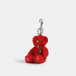 Coach Bear Bag Charm In Signature Shearling シルバー 赤 カラー | COH866472