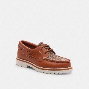 Coach Benson Boat Shoe In Signature Jacquard ブラウン | COH866830