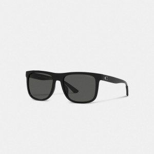 Coach Beveled Signature Flat Top Square Sunglasses 黒 | COH867075