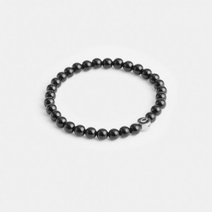 Coach Black Onyx Beaded Bracelet シルバー 黒 | COH867026