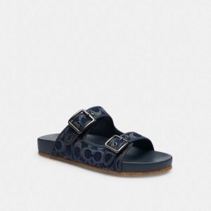 Coach Buckle Strap Sandal In Signature Denim 青 | COH866848