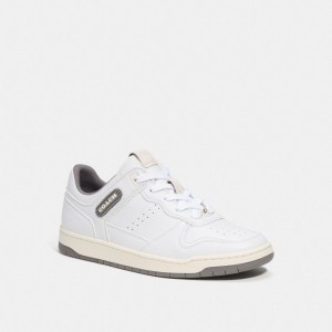 Coach C201 Low Top Sneaker 白 グレー | COH865825
