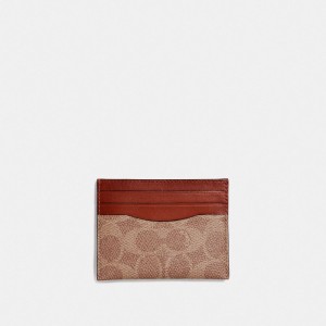 Coach Card Case In Signature Canvas ブラウン 赤 | COH866764