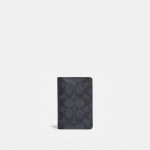 Coach Card Wallet In Signature Canvas グレー 黒 | COH866761