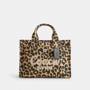 Coach Cargo Tote Bag With Leopard Print シルバー ひょう | COH865102