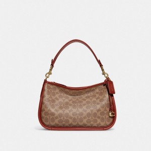 Coach Cary Crossbody Bag In Signature Canvas ブラウン 赤 | COH865354