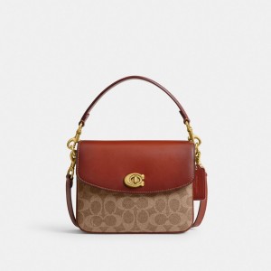 Coach Cassie Crossbody Bag 19 In Signature Canvas ブラウン 赤 | COH865386