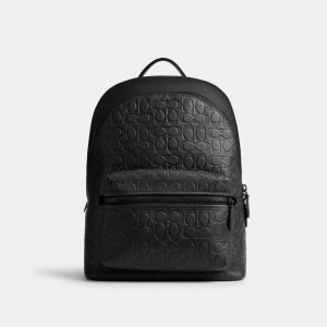 Coach Charter Backpack In Signature Leather 黒 | COH865473