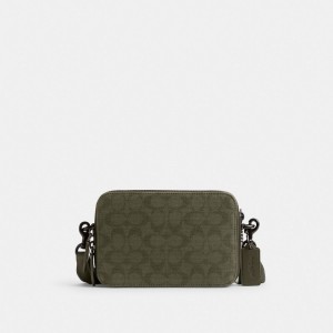 Coach Charter Crossbody 19 In Signature Canvas Jacquard 緑 | COH866565
