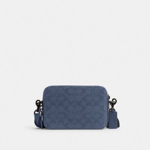 Coach Charter Crossbody 19 In Signature Canvas Jacquard ネイビー | COH866603