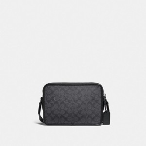 Coach Charter Crossbody Bag 24 In Signature Canvas 黒 銅 グレー | COH865323