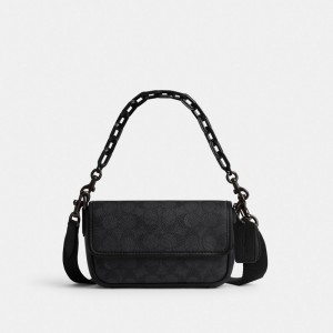 Coach Charter Flap Crossbody 18 In Signature Canvas グレー | COH866610