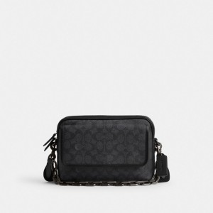 Coach Charter Flap Crossbody 24 In Signature Canvas グレー | COH866612