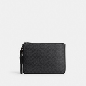 Coach Charter Pouch In Signature Canvas グレー | COH866679