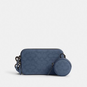 Coach Charter Slim Crossbody In Signature Canvas Jacquard ネイビー | COH866566