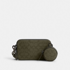 Coach Charter Slim Crossbody In Signature Canvas Jacquard 緑 | COH866604