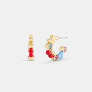 Coach Cherry And Heart Multi Charm Huggie Earrings ゴールド カラー | COH866222