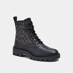 Coach Citysole Lace Up Boot In Signature Jacquard 黒 | COH866853