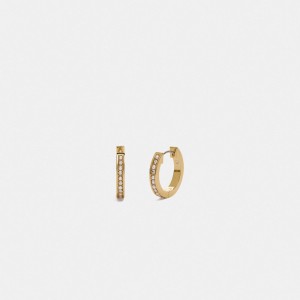 Coach Classic Crystal Pearl Huggie Earrings ゴールド | COH866094