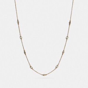 Coach Classic Crystal Pearl Necklace ゴールド | COH866161
