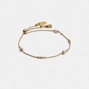 Coach Classic Crystal Pearl Slider Bracelet ゴールド | COH866166