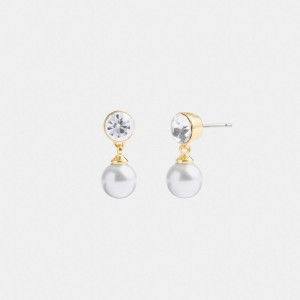Coach Classic Pearl Drop Earrings ゴールド | COH866137
