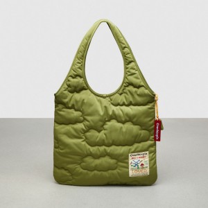 Coach Coachtopia Loop Flat Tote With Cloud Quilting オリーブ 緑 | COH866644