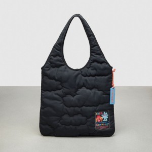 Coach Coachtopia Loop Flat Tote With Cloud Quilting 黒 | COH866660