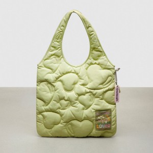 Coach Coachtopia Loop Quilted Heart Flat Tote ライト緑 | COH866659