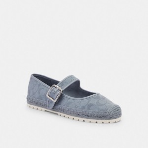Coach Courtney Espadrille In Signature Canvas グレー 青 | COH865768
