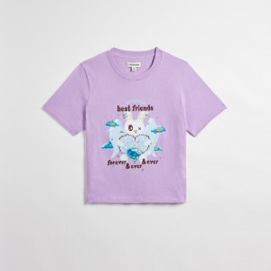 Coach Cropped Tee: Best Friends Bunny 紫 カラー | COH865971