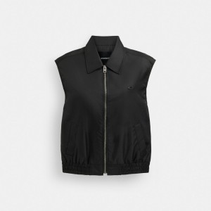 Coach Cropped Vest In Recycled Nylon 黒 | COH865922
