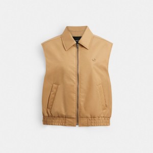 Coach Cropped Vest In Recycled Nylon カーキ | COH865943