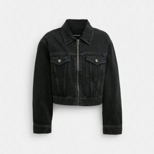 Coach Denim Crop Jacket In Organic Cotton 黒 | COH865921