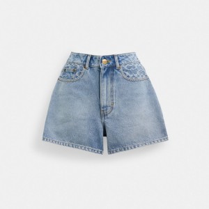 Coach Denim Shorts In Organic Cotton 青 | COH866038