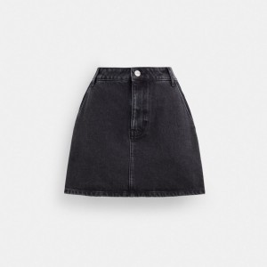 Coach Denim Skirt In Organic Cotton 黒 | COH866036