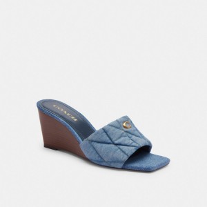 Coach Emma Wedge With Quilting インディゴブルー 青 | COH865904