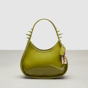 Coach Ergo Bag In Crinkle Patent Coachtopia Leather: Spikes オリーブ 緑 | COH864968