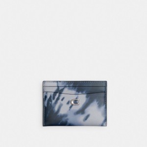 Coach Essential Card Case With Tie Dye Print シルバー ネイビー | COH865575
