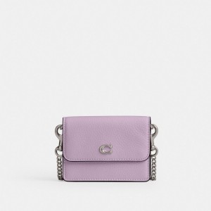 Coach Essential Half Flap Card Case シルバー 紫 | COH865551