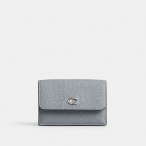 Coach Essential Mini Trifold Wallet シルバー グレー 青 | COH865589