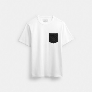 Coach Essential Pocket T Shirt 白 グレー | COH866928