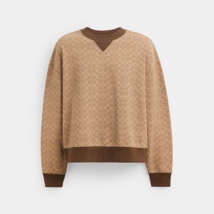 Coach Essential Signature Crewneck ブラウン | COH866883