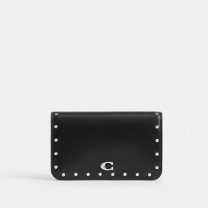 Coach Essential Slim Card Case With Rivets シルバー 黒 | COH865583
